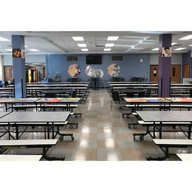 19F Mobile Bench Cafeteria Tables