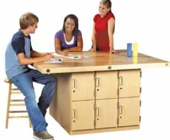 Four-Station Wood Workbench w/ 12 Lockers