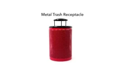 32 Gallon Outdoor Metal Trash Receptacle Kit w/ Lid & Liner