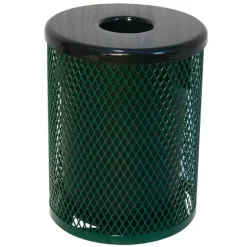 32 Gallon Outdoor Metal Trash Receptacle Kit w/ Lid & Liner