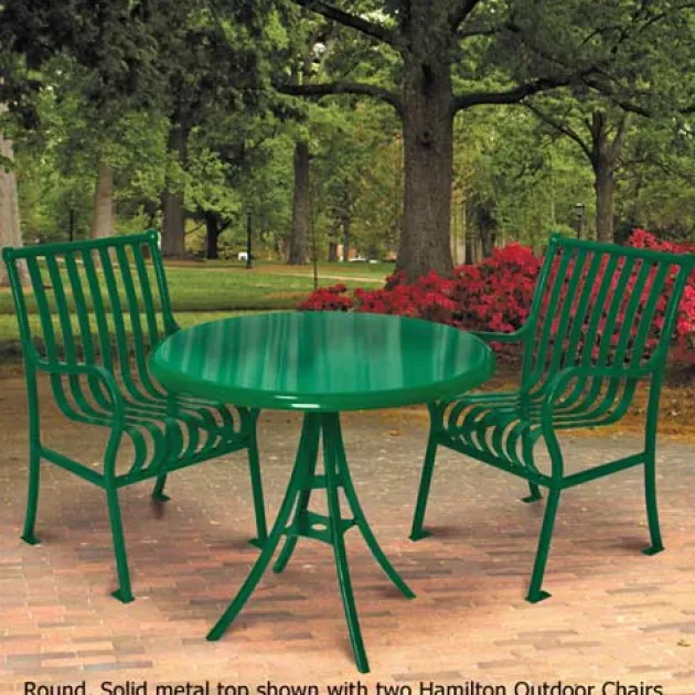 Hamilton Outdoor Round Table- Solid Metal Top