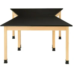 Hardwood Science Lab Table - ChemGuard 60''x 30'' x 30'' Trapezoid (Oak)