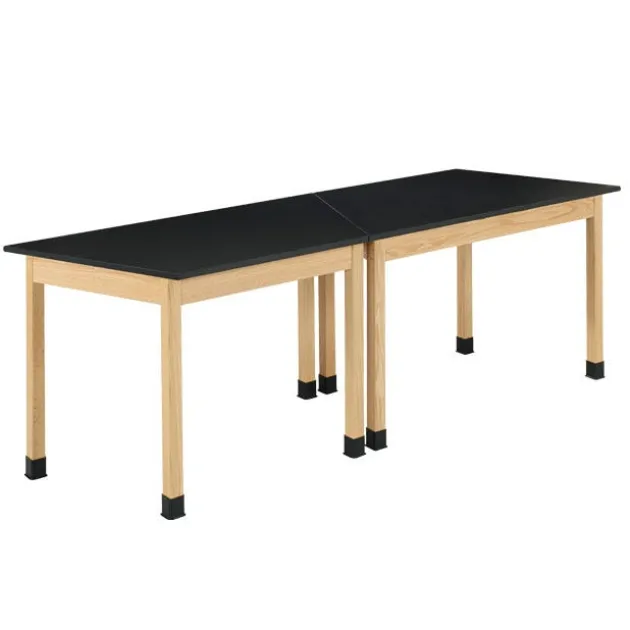 Hardwood Science Lab Table - ChemGuard 60''x 30'' x 30'' Trapezoid (Oak)