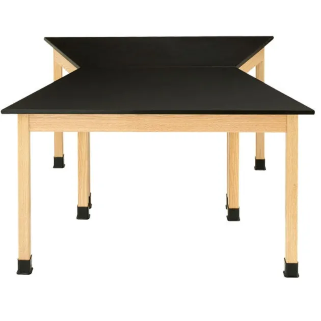 Hardwood Science Lab Table - Laminate 60'' x 24'' x 30'' Trapezoid (Maple)