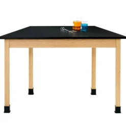 Hardwood Science Lab Table - Laminate 60'' x 30'' x 30'' Trapezoid (Oak)