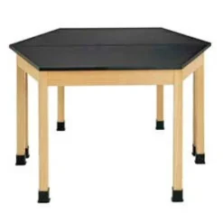 Hardwood Science Lab Table - Laminate 60'' x 30'' x 30'' Trapezoid (Oak)
