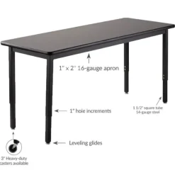 Height Adjustable Steel Science Table with Phenolic Top (24'' x 48'')
