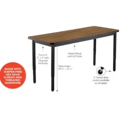 Height Adjustable Utility Table with Laminate Top (24'' x 72'' Rectangle)