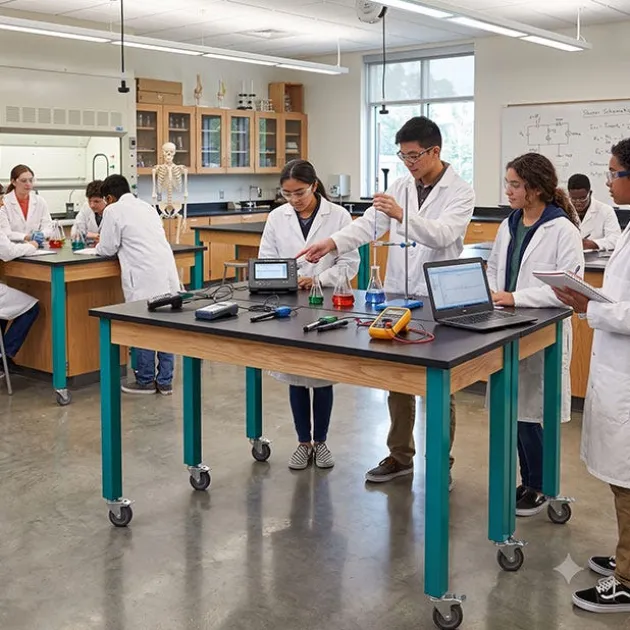 36” H Hybrid Steel Table w/ Chemguard Top & Glides (48” W x 24” D)