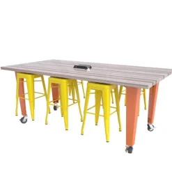 IDEA Island Makerspace Tables with Metal Stools
