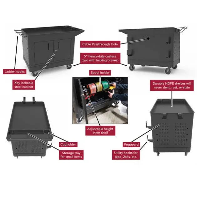 Industrial Locking Cabinet Utility Cart