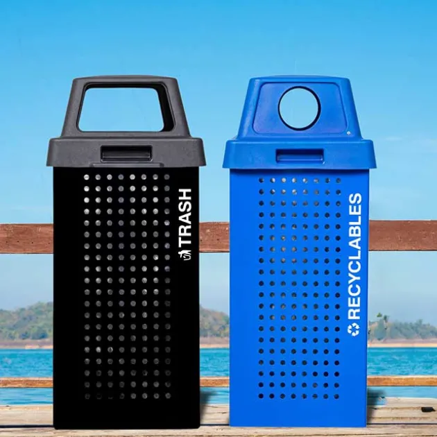 Kaleidoscope Outdoor 36-Gallon Trash Receptacle w/ Gray Gloss Finish
