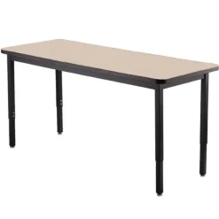 Laminate Height Adjustable Table (30'' x 72'') with 6 Black Frame Stools