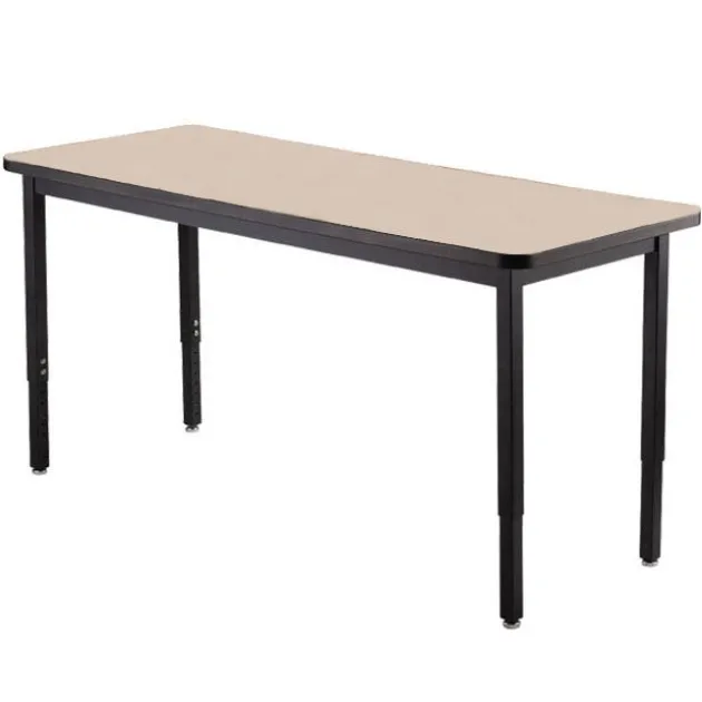 Laminate Height Adjustable Table (30'' x 72'') with 6 Black Frame Stools