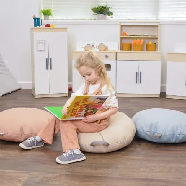 Mini Round Pouf with Handle - Set of 2