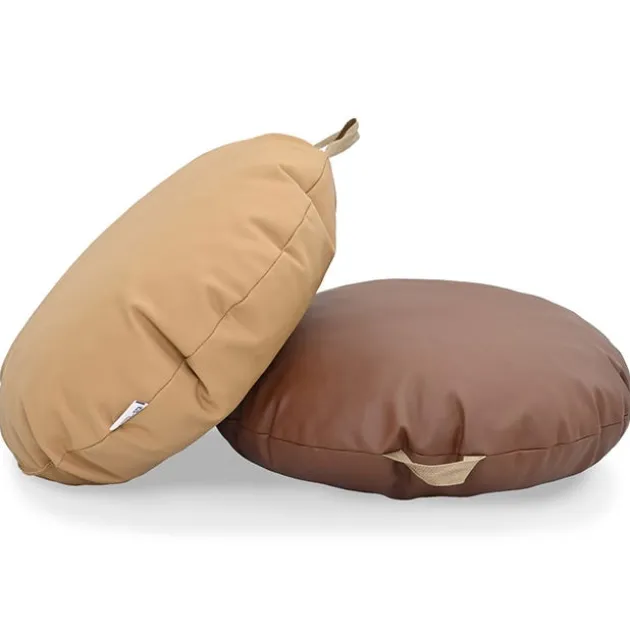 Mini Round Pouf with Handle - Set of 2