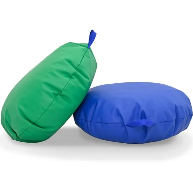 Mini Round Pouf with Handle - Set of 2