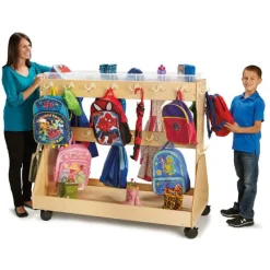 Mobile Backpack Cart with Cubbie Trays