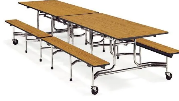 Mobile Bench Cafeteria Table (12' L x 29'' H)