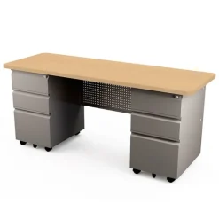 Mobile Double Pedestal Teacher & Administrator Desk (24'' W x 67'' D)