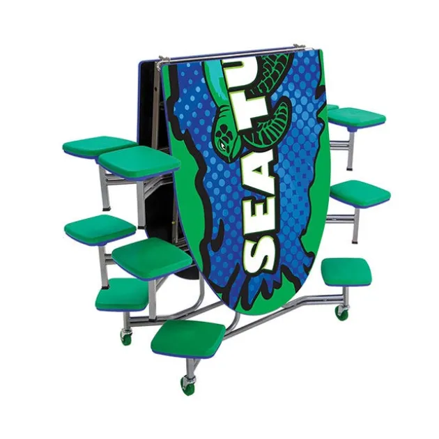 Mobile Elliptical Cafeteria Tables with Stools