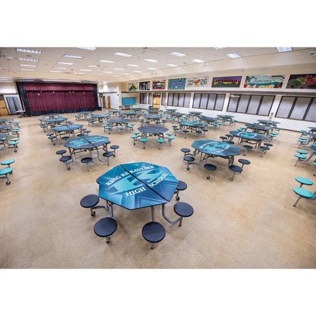 Mobile Octagonal Cafeteria Tables with Stools