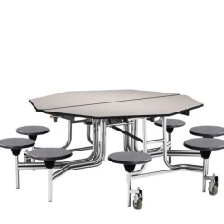 Mobile Octagon Cafeteria Tables with Stools