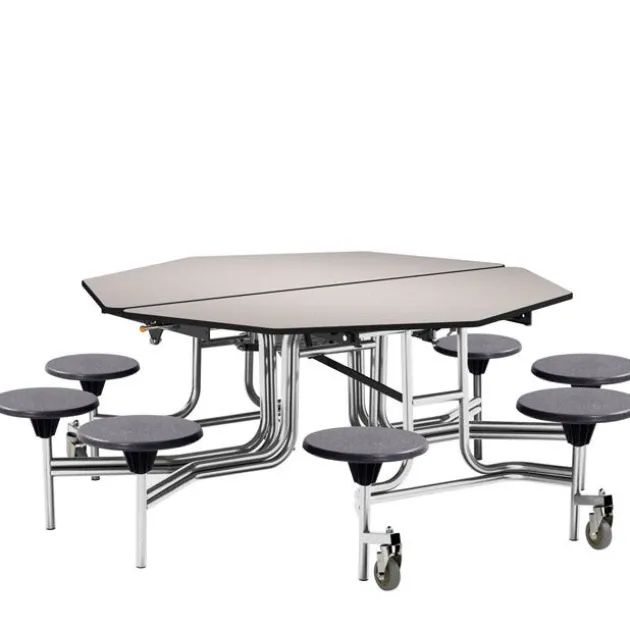 Mobile Octagon Cafeteria Tables with Stools