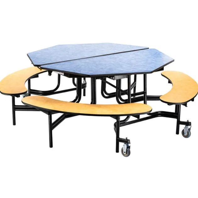 Mobile Octagon Cafeteria Tables with Benches