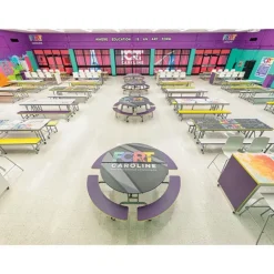 Mobile Round Cafeteria Tables with Benches