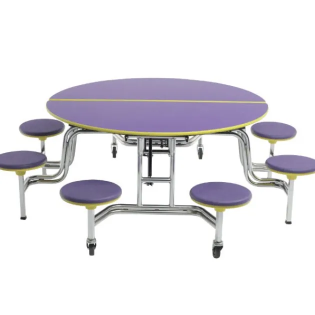 Mobile Round Cafeteria Tables with Stools