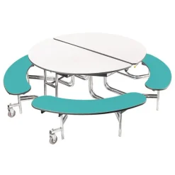 Mobile Round Cafeteria Tables with Benches