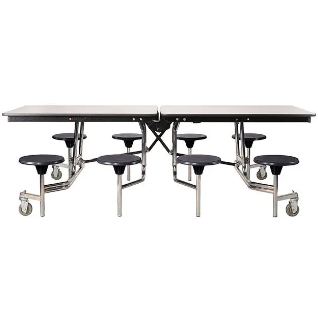 Mobile Stool Cafeteria Tables - Chrome Frame