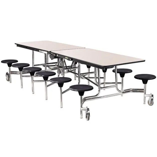 Mobile Stool Cafeteria Tables - Chrome Frame