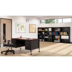 Mobile Teacher Desk w/ Double Pedestal - 60” W x 30” D