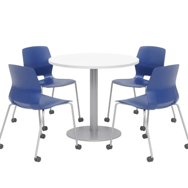 Mode Cafe Table with Four Lola Stack Chairs w/ Casters