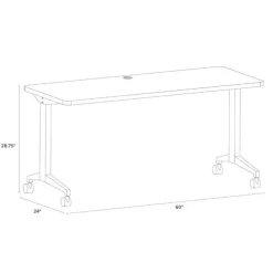 Modern Teacher T-Leg Table Desk w/ Casters - 60” W x 24” D