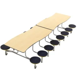 Ocean Wave Top Mobile Stool Cafeteria Tables