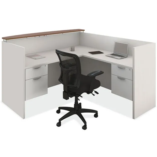 OS Laminate L-Shaped Reception Desk w/ Transaction Shelf