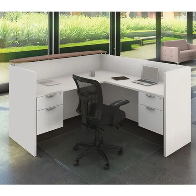 OS Laminate L-Shaped Reception Desk w/ Transaction Shelf