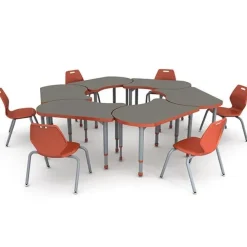 6-Pack A&D Adjustable Koi Student Desks with Ready Stack Chairs Package