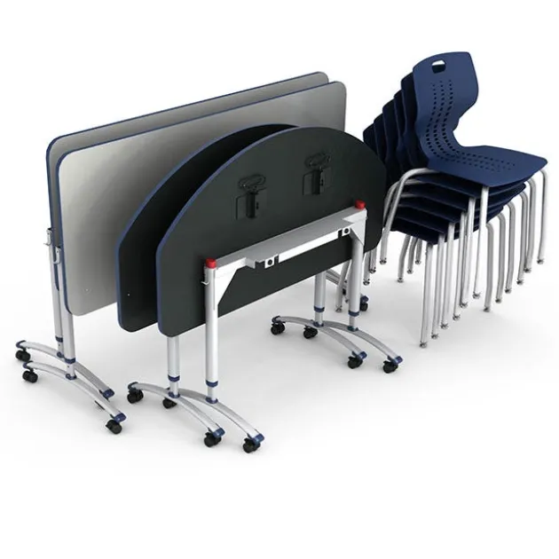 Package Set - 4 A&D Crossfit Flip-Top Adjustable Height Tables w/ 6 Emoji Chairs