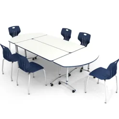Package Set - 4 A&D Crossfit Flip-Top Adjustable Height Tables w/ 6 Emoji Chairs