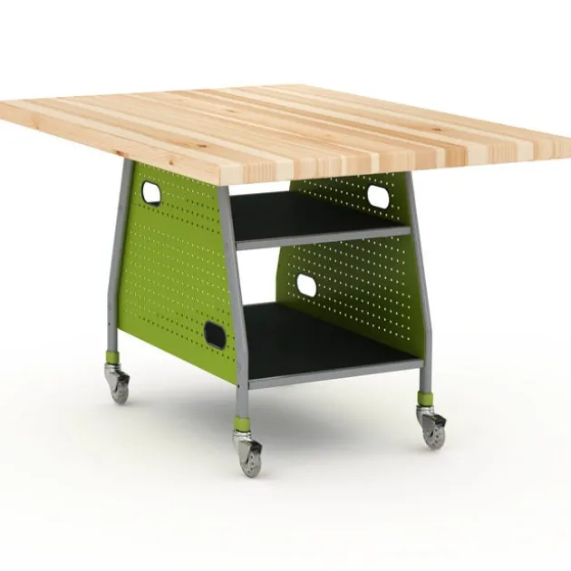 Package Set - Maker Invent 29"H Butcher Block Table & 4 Emoji Task Chairs