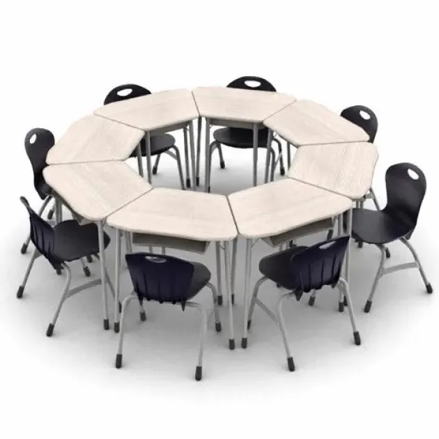 8-Pack Zuma Octagon Classroom Desk and Stack Chair Packages