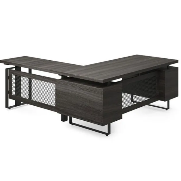 Palisades Collection Industrial Height Adjustable L-Shaped Desk Suite