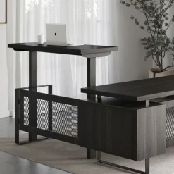 Palisades Collection Industrial Height Adjustable L-Shaped Desk Suite