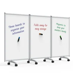3-Panel Mobile Magnetic Whiteboard Room Divider