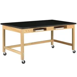 Phenolic Resin Top Hardwood Science Lab Table with Compartments (21'' D X 48'' W)