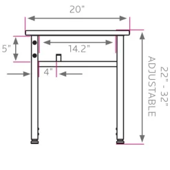 Planner Height-Adjustable Student Desk with Hard Plastic Top - 27"W x 20"D